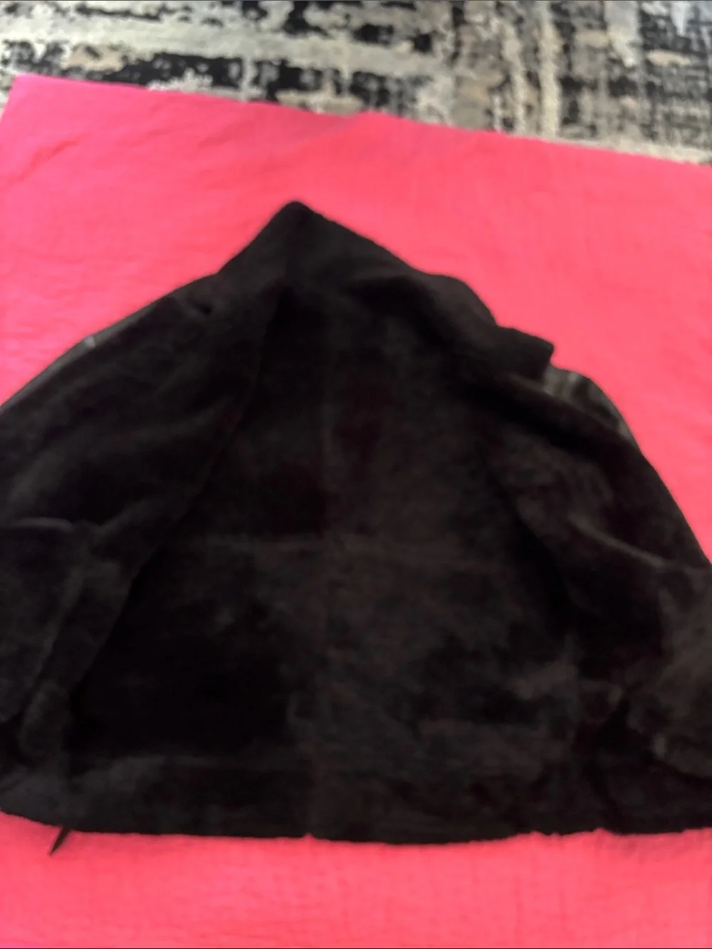 Black genuine leather Shearling Bomber Jacket - Men, M